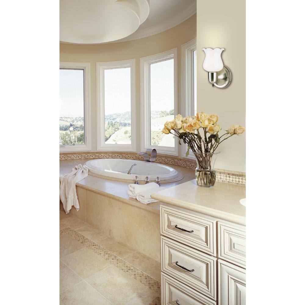 Sleek Brushed Nickel Wall Sconce with White Opal Glass