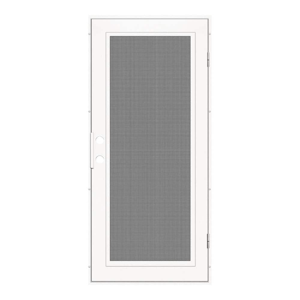 Full View 30 in. x 80 in. Left-Hand/Outswing White Aluminum Security Door with Meshtec Screen -  Unique Home Designs, 3S0000CL1WT00A