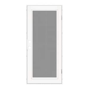 Full View 30 in. x 80 in. Left-Hand/Outswing White Aluminum Security Door with Meshtec Screen