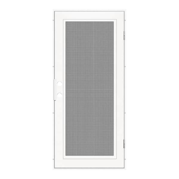 Unique Home Designs Full View 36 in. x 80 in. Left-Hand/Outswing White Aluminum Security Door with Meshtec Screen