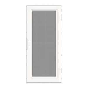 32 in. x 80 in. Full View White Left-Hand Surface Mount Security Door with Meshtec Screen