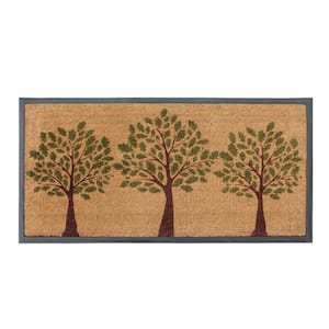 A1HC Hand-Crafted Green/Beige 24 in. x 48 in. Rubber Coir Perfect & More Functional Double/Single Doormat