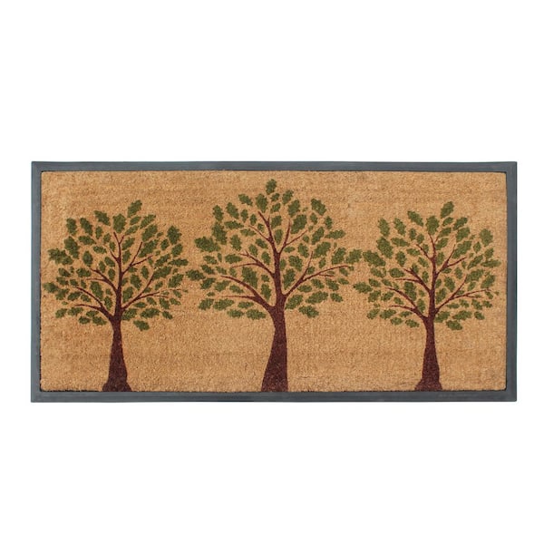 A1 Home Collections A1HC Hand-Crafted Green/Beige 24 in. x 48 in. Rubber Coir Perfect & More Functional Double/Single Doormat