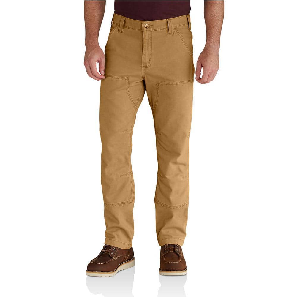 Carhartt Men's 33 in. x 32 in. Hickory Cotton/Spandex Rugged Flex Rigby  Double Front Pant 102802-918 - The Home Depot