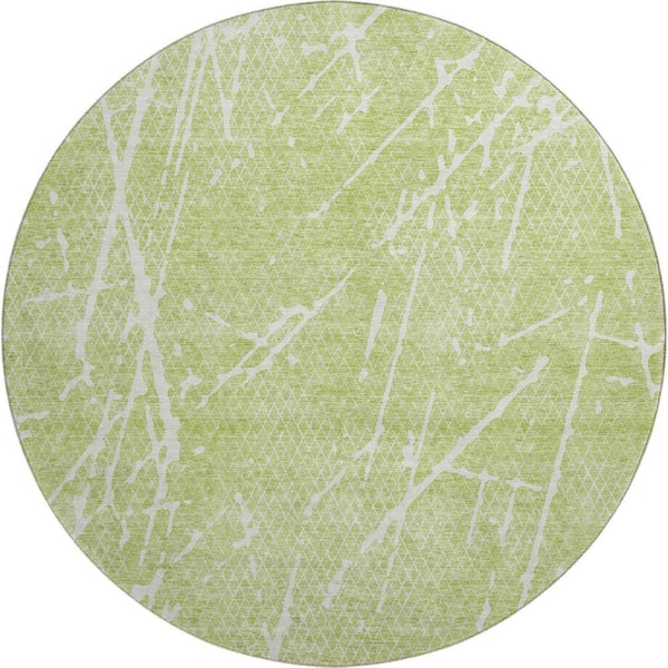 Addison Rugs Mayfield Premium Machine Washable Indoor/Outdoor Geometric AMF628 Aloe 8 ft. x 8 ft. Round Rug