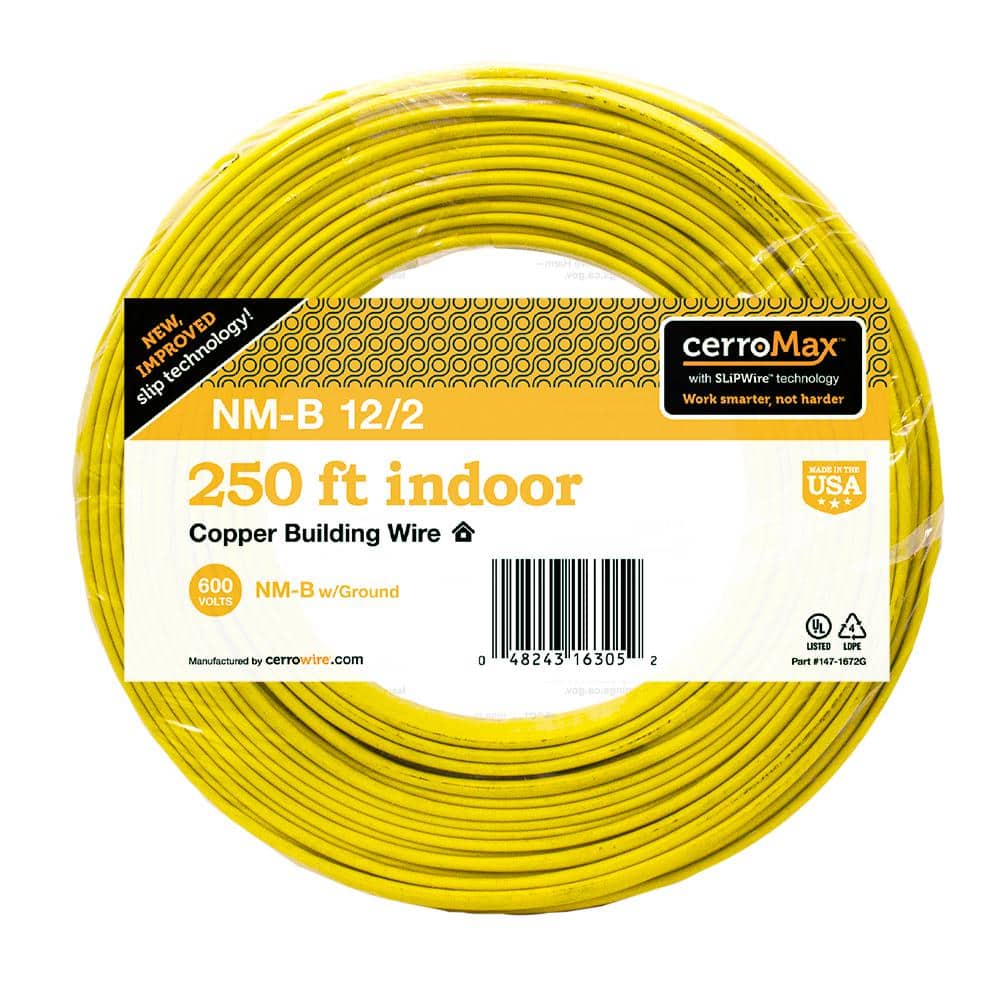 Cerrowire 250 ft. 12/2 Yellow Solid CerroMax SLiPWire Copper NM-B