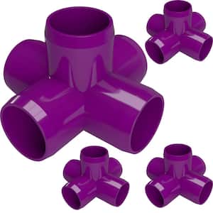 1 in. Furniture Grade PVC 5-Way Cross in Purple (4-Pack)