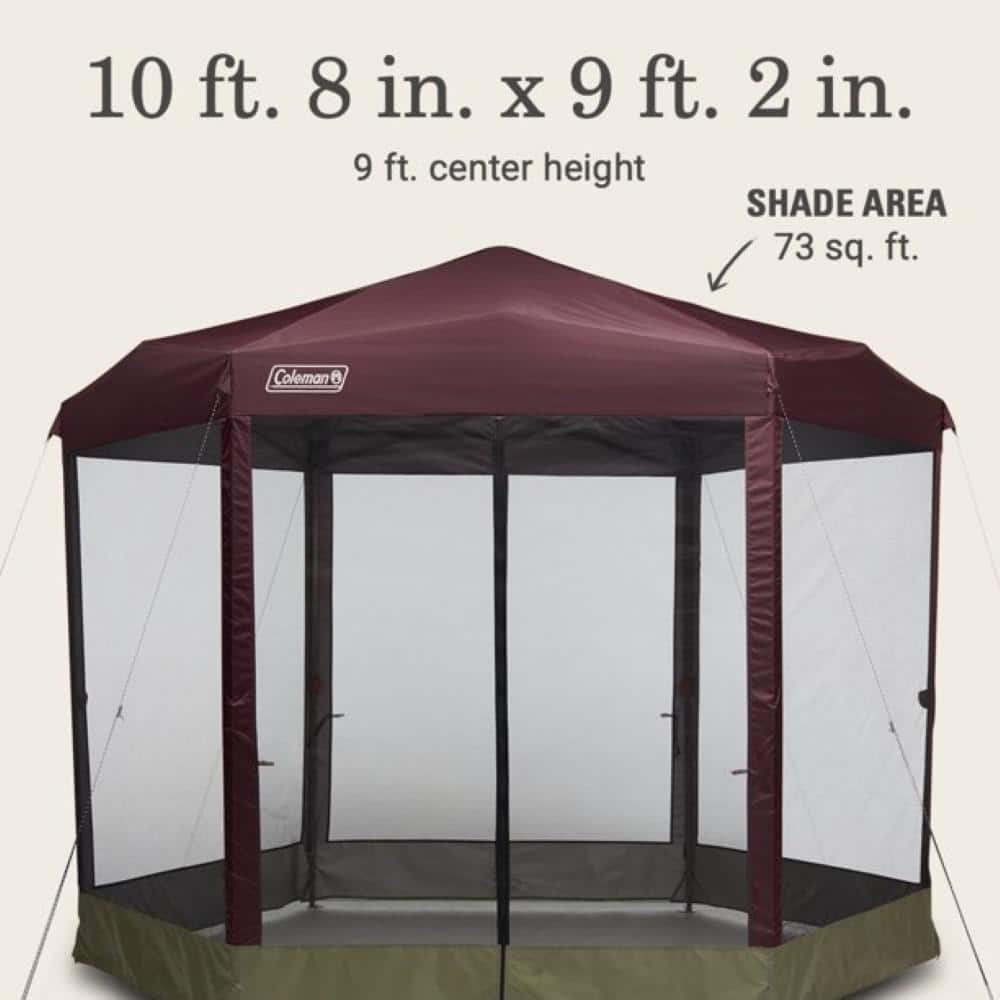 Coleman 10.5 x 9 Red and Gray Screen Canopy Tent