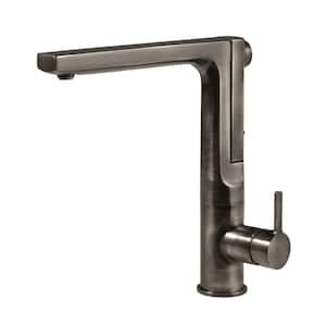 Ascend Single-Handle Pull Out Sprayer Kitchen Faucet with Integrated Pull Up and CeraDox Technology in Pewter