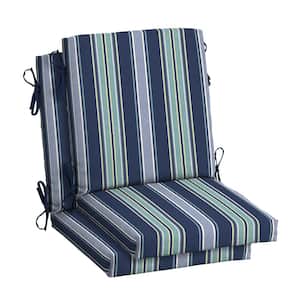 18 in. x 16.5 in. Mid Back Outdoor Dining Chair Cushion in Sapphire Aurora Blue Stripe (2-Pack)