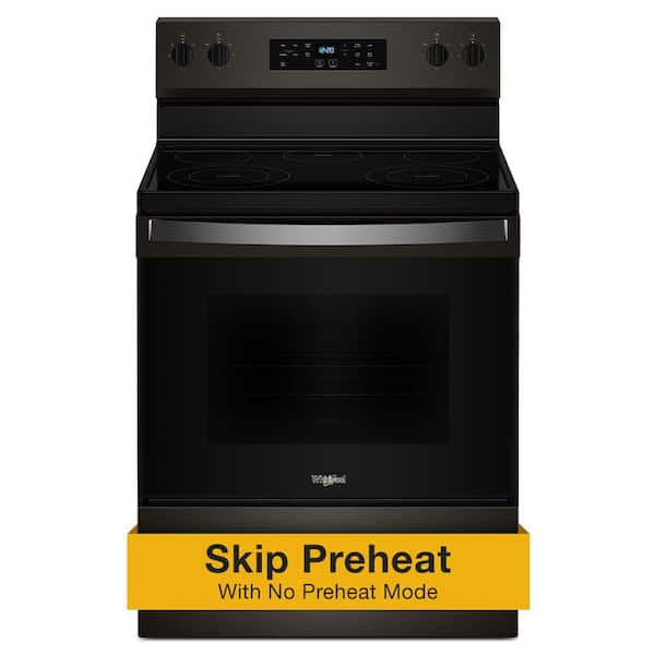 Whirlpool 30 in. 5 Element Freestanding Electric Range in Black Stainless with Steam Clean