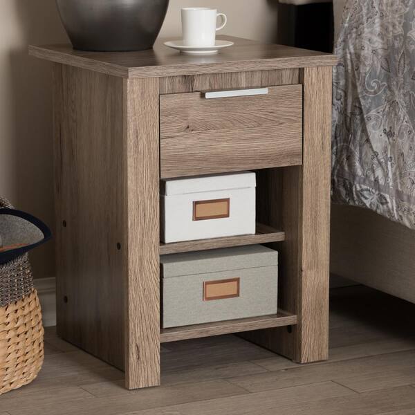 Baxton Studio Laverne 1-Drawer Oak Brown Nightstand