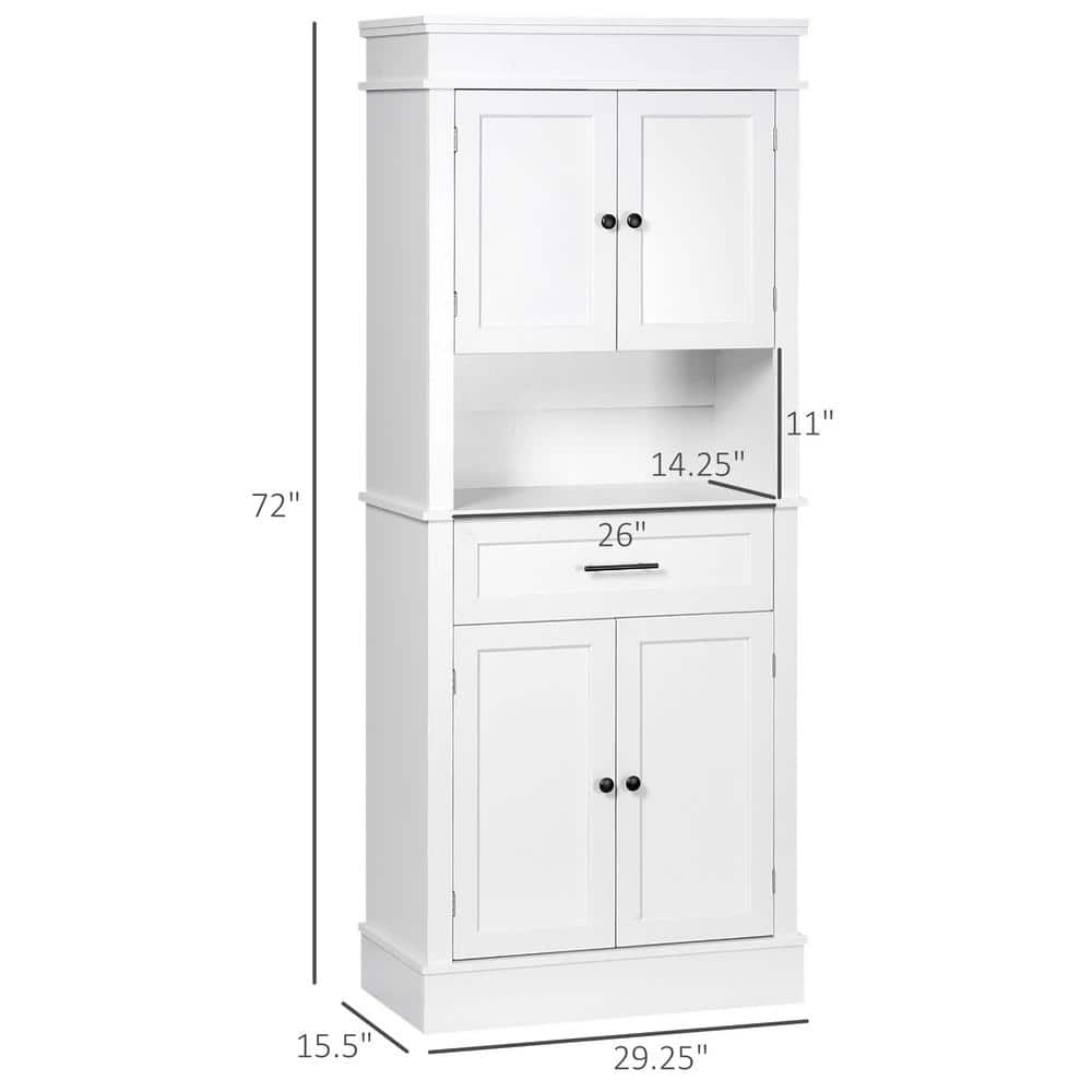 White Freestanding Kitchen Pantry with Adjustable Shelves