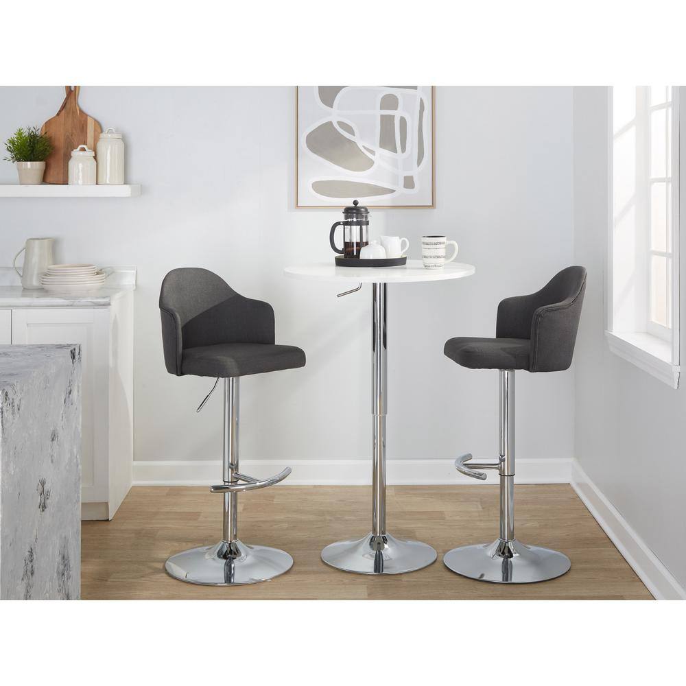 Charcoal Adjustable Swivel Bar Stools with Metal Base, Set of 2