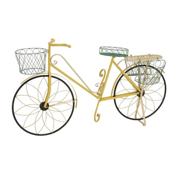 32 in. H x 54 in. W Yellow Metal Vintage Plantstand