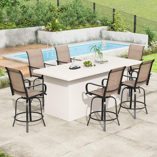 Patio Swivel Bar Stools Set of 4, Metal Outdoor Bar Stools with Textilene Fabric, Outdoor Bar Height Chairs
