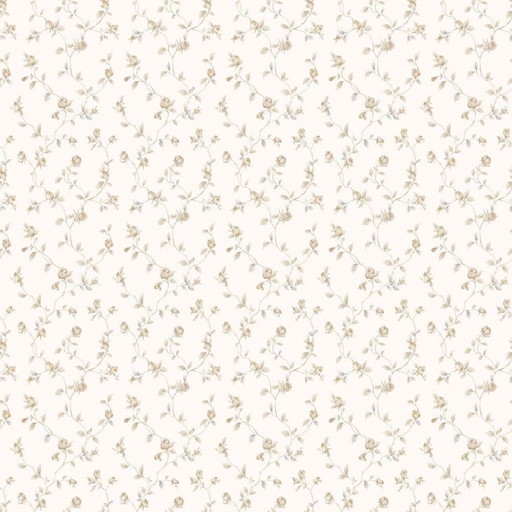 Miniatures 2-Beige/White Rose Bud Trellis Vine Design Matte Finish Non-Past