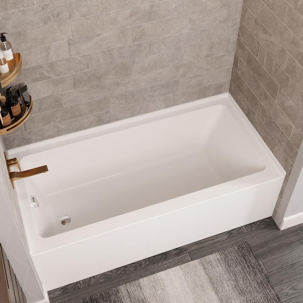 Liberty 60 in. x 30 in. Rectangular Alcove Soaking Acrylic Bathtub with Left-Hand Drain in White