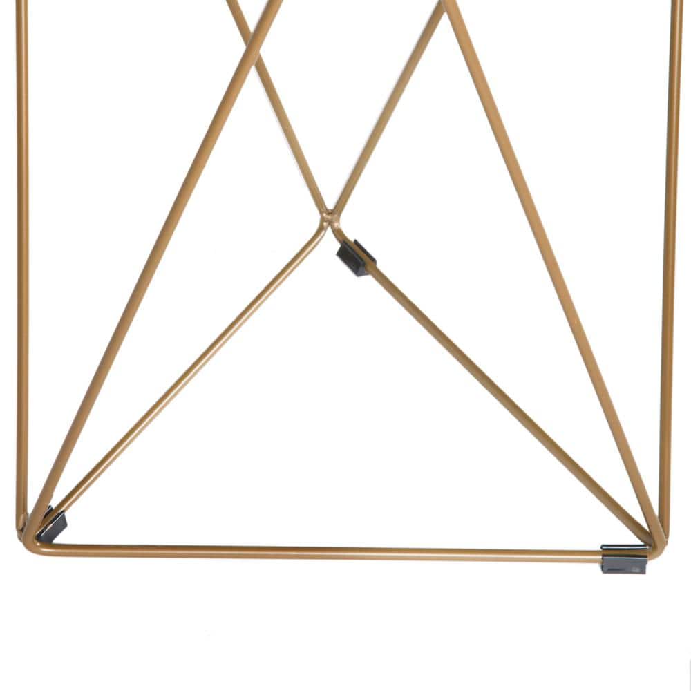 Modern Geometric Gold Metal Round Side Table with Mirrored Top