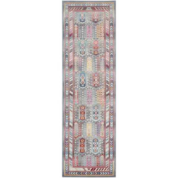 Vintage Kashan Grey/Multi 2 ft. x 6 ft. Bordered Traditional Kitchen Runner Area Rug