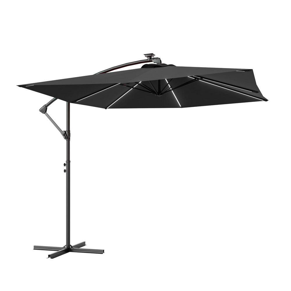 8.2 ft. Square Outdoor Cantilever Solar LED-Stripe Patio Umbrella with Safety Lock in Black price history on PriceWatchPro