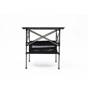 Black Square Aluminum 27 in. Folding Outdoor Picnic Table with Carrying Bag