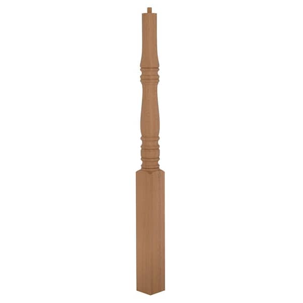 EVERMARK Stair Parts 4515 48 in. x 3-1/2 in. Unfinished Red Oak Pin Top Newel Post for Stair Remodel