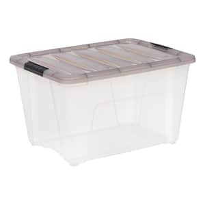 54 Qt. Stack & Pull Clear Storage Box, Lid Gray (Pack of 5)