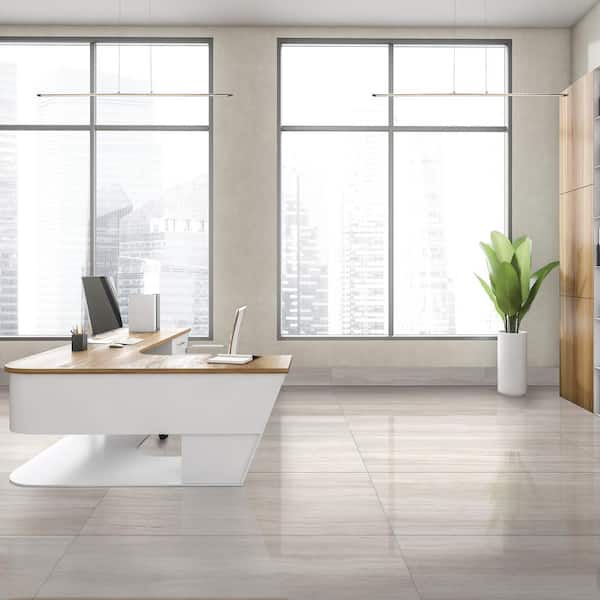 Atlanta Beige 23.45 in. x 47.07 in. Polished Porcelain Floor and Wall Tile (31 sq. ft./Case)