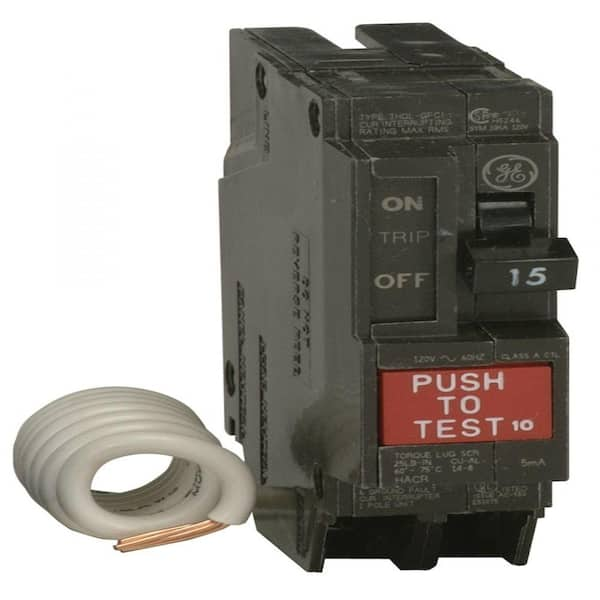 GE Q-Line 15 Amp Single Pole Ground Fault Circuit Breaker