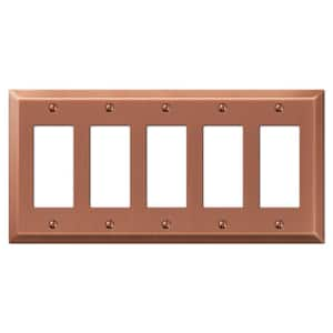 Metallic 5 Gang Rocker Steel Wall Plate - Antique Copper