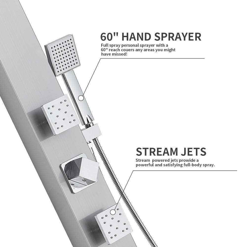 Nickel 2-Jet Shower Panel System with Adjustable Rain Shower Head