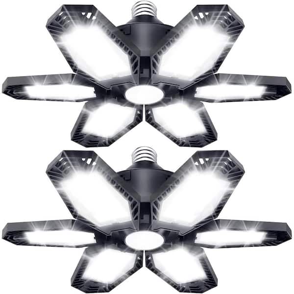 150W 15000 Lumen LED Deformable Ceiling Shop Light 6500K with 6+1 Adjustable Panels for Garage Basement 2 Pack