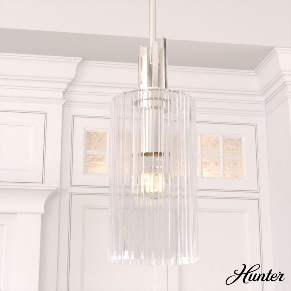 Gatz Brushed Nickel Clear Fluted Mini Pendant Light