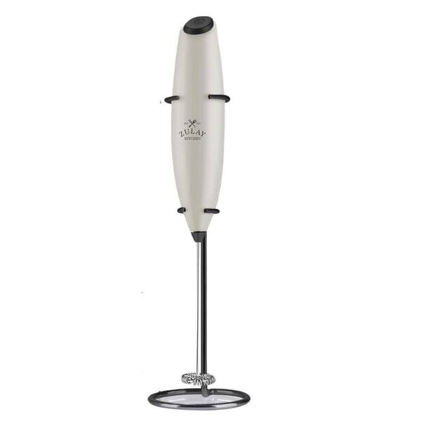 Zulay Kitchen Powerful Milk Frother Handheld Foam Maker for Lattes Exec Gray with Black Stand