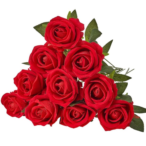 Artificial Flowers, 20 in., Red, for Outdoor Indoor, Artificial Rose Flower, 60 Pcs Real Looking Foam Fake Roses Bulk
