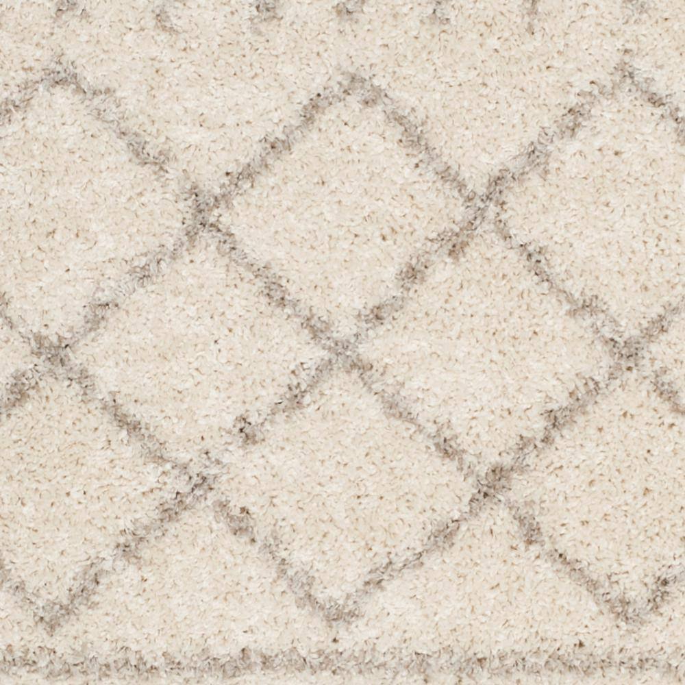 Ivory Beige Hand-Knotted Shag Rug 6'7" x 9'2"