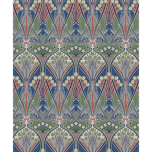 Seabrook Designs Mauve and Sage Dragonfly Damask Unpasted Nonwoven Paper Wallpaper Roll 57.5 sq. ft.