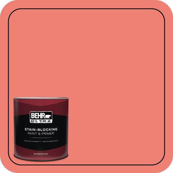 BEHR ULTRA 1 qt. #170B-5 Youthful Coral Flat Exterior Paint & Primer