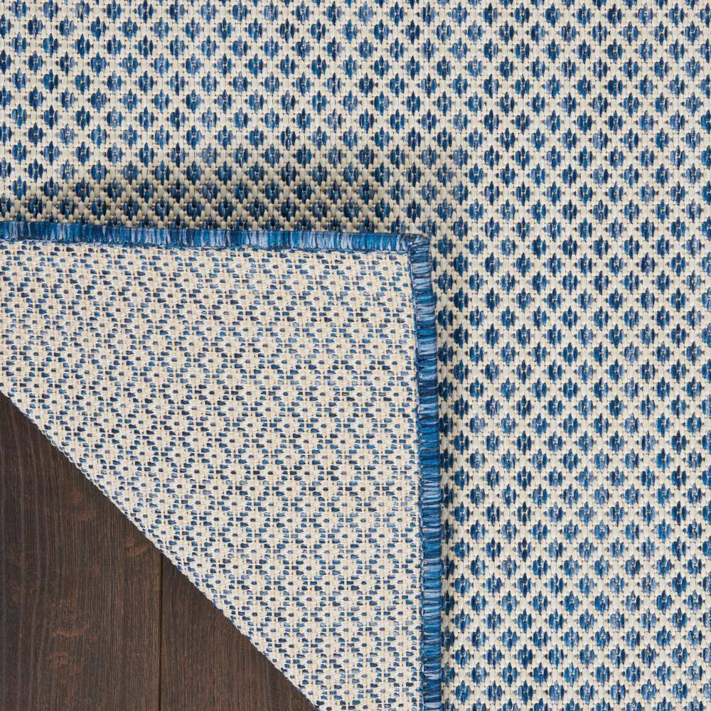 Courtyard Geometric Ivory Blue 10' x 14' Easy-Care Area Rug