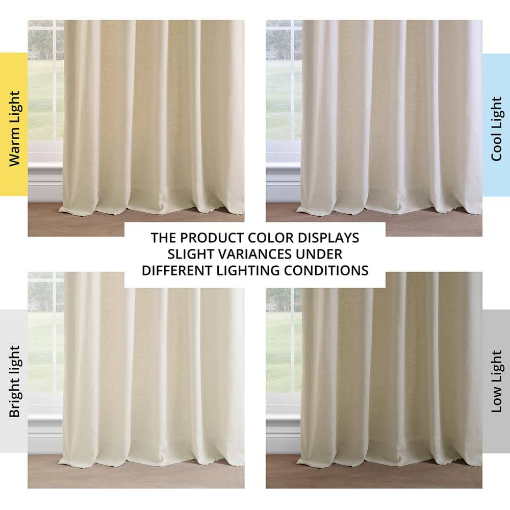 Ancient Ivory French Linen 120" Room-Darkening Curtain Panel