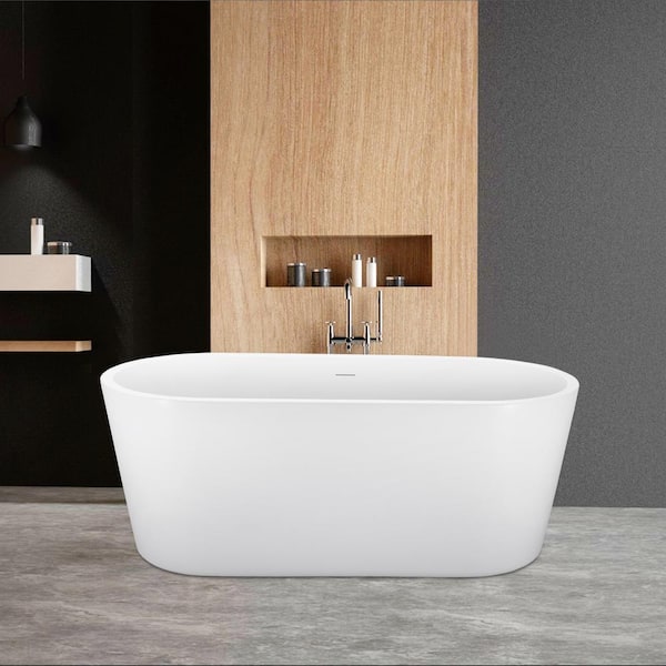 UPIKER 70 in. Acrylic Oval Freestanding Flatbottom soaking Bathtub in. Glossy White with cUPC Certificated