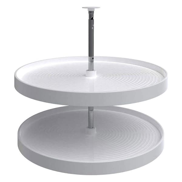 2-Shelf White 28 in. Lazy Susan Full Circle Polymer