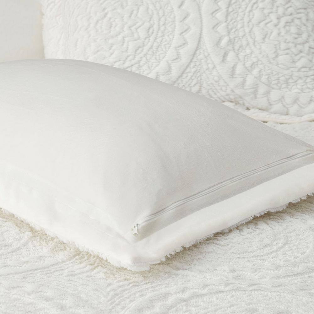 Ivory Full Faux Fur Reversible Comforter Set