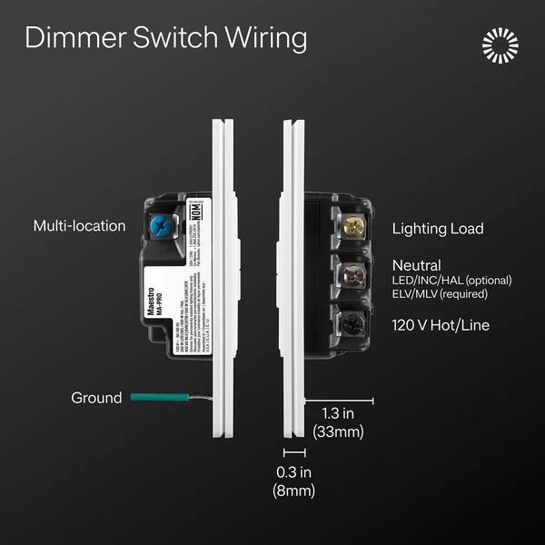 Lutron Maestro PRO LED+ Tap Dimmer Switch for 250W LED, 500W ELV