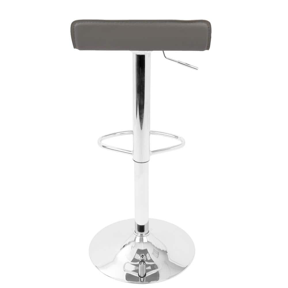 Gray Adjustable Swivel Barstool with Metal Base, Set of 2