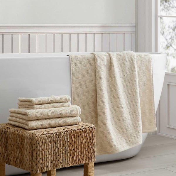 Bedford Cottage 6-Piece Wheat Beige Textured Cotton Assorted Towel Set