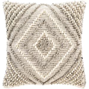 Aira Cream Woven Polyester Fill 22 in. x 22 in. Decorative Pillow