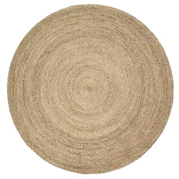 HomeRoots Gray 4 ft. Round Jute Area Rug