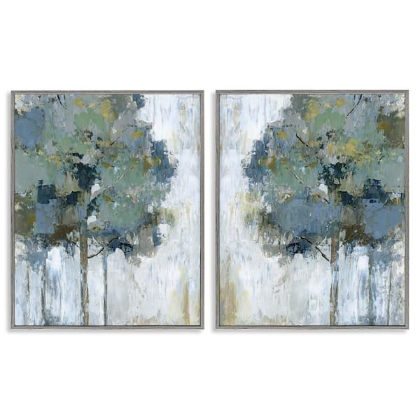 Stupell Industries Tree Impressions Abstract by Nan 2 Pieces Gray Framed Nature Giclee Art Print 20 in. x 16 in.